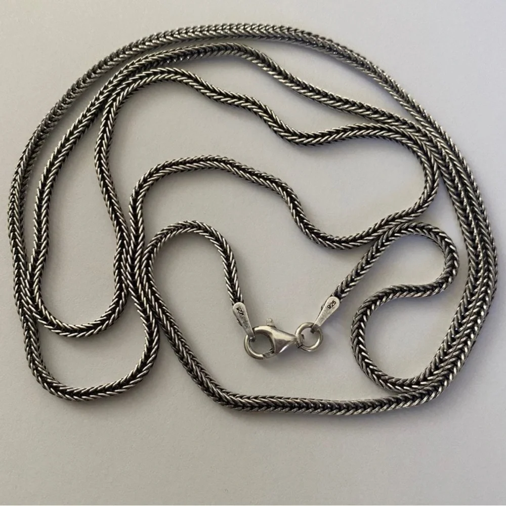 Unisex 19.5”  925 silver chain necklace wheat braided braid